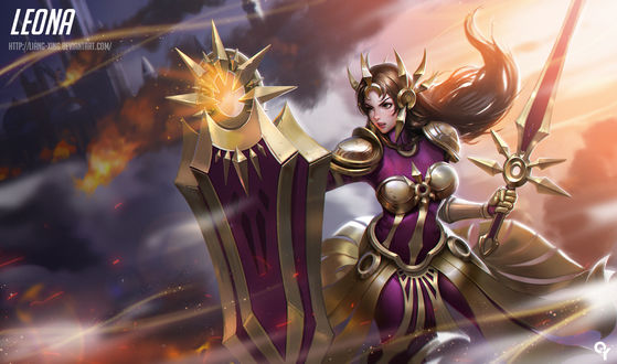 Обои на рабочий стол Leona / Леона из игры League of Legends / Лига Легенд, by Liang-Xing