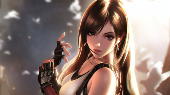 Обои на рабочий стол Tifa Lockhart / Тифа Локхарт из игры Final Fantasy VII: Advent Children / Последняя фантазия VII: Дети пришествия, by Liang-Xing