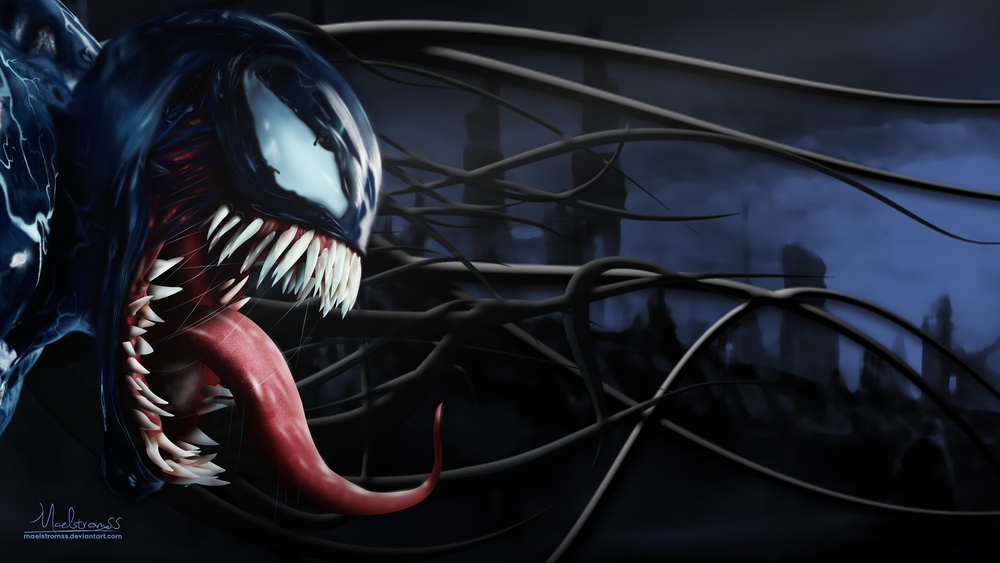 Обои на рабочий стол Venom / Веном, злодей из фильма Человек-паук / Spider  Man, by MaelstromArt, обои для рабочего стола, скачать обои, обои бесплатно