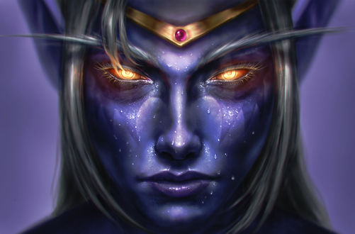 Обои на рабочий стол Queen Azshara / Королева Азшара — древняя королева ночных эльфов из игры World of Warcraft / Мир военного ремесла, by Paula Vizcai­no