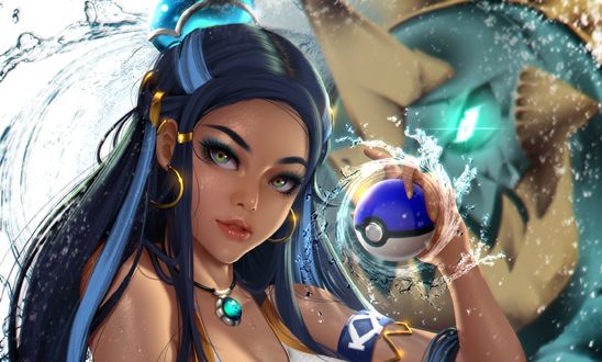Обои на рабочий стол Девушка Nessa с длинными волосами с шаром в руке, by bear-witch