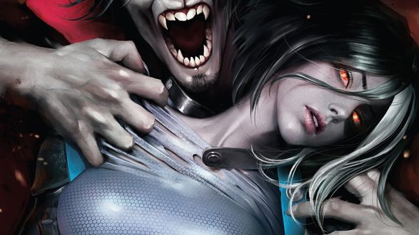 Обои на рабочий стол Нина Турман / Neena Thurman и Майкл Морбиус / Morbius the Living Vampire из серии комиксов Morbius the Living Vampire / Морбиус, живой вампир