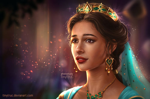 Обои на рабочий стол Актриса Naomi Scott / Наоми Скотт в образе принцессы Жасмин, фильм Алладин, by TiNy Truc