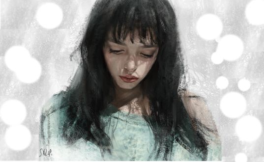 Обои на рабочий стол Девушка с опущенной головой, by gracile, обои для ...