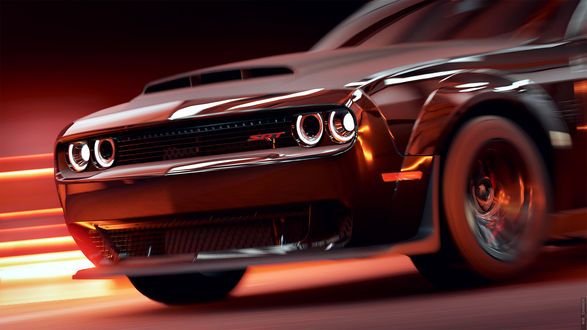 Обои на рабочий стол Авто Dodge Challenger Demon SRT из игры Forza Horizon 4, by Mikhail Sharov