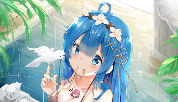 Обои на рабочий стол Рам / Ram из аниме Жизнь в альтернативном мире с нуля / Re: Zero kara Hajimeru Isekai Seikatsu