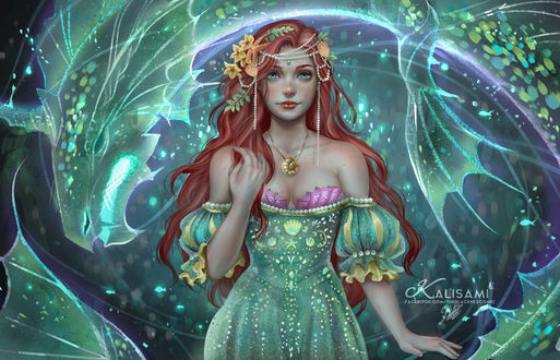 Обои на рабочий стол Ariel / Ариэль из мультфильма The Little Mermaid / Русалочка, by kalisami