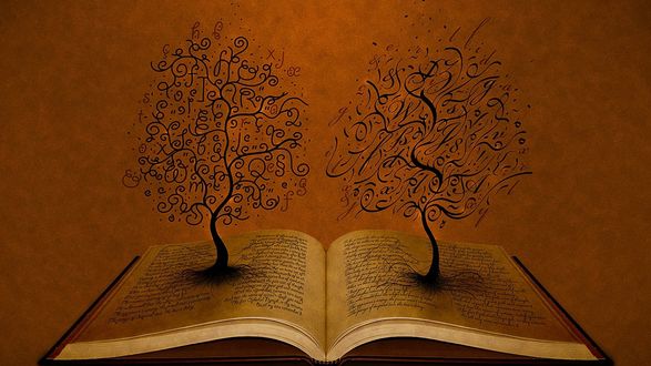 Обои на рабочий стол Семейные древа на страницах книги