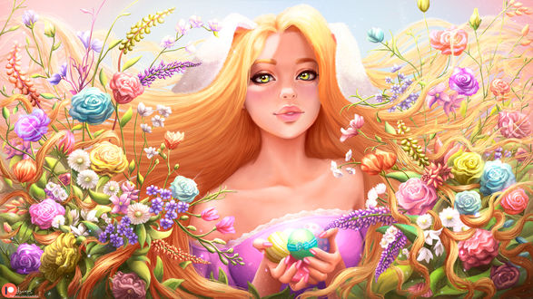 Обои на рабочий стол Rapunzel / Рапунцель из мультфильма Tangled / Рапунцель: запутанная история, by Ksulolka