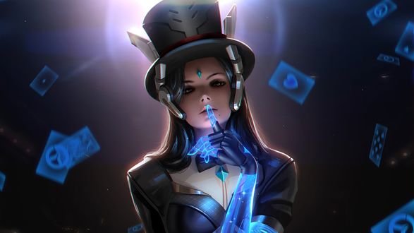 Обои на рабочий стол Персонаж Symmetra / Симметра из игры Overwatch / Дозор, by Liang Xing