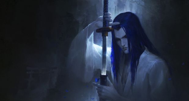 Обои на рабочий стол Странствующий ронин Ukyo Tachibana / Уке (Юкио) Тачибана из игры Samurai Shodown, by Leo