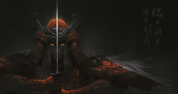 Обои на рабочий стол Самурай-Death Warrior / Воин Смерти, by Leo