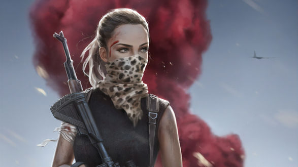 Обои на рабочий стол Девушка-солдат из игры PlayerUnknowns Battlegrounds, by S XZ