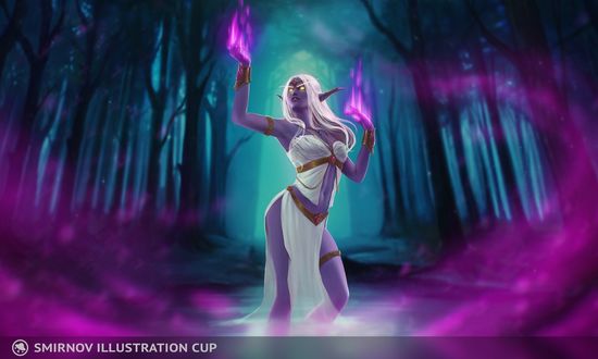 Обои на рабочий стол Queen Azshara / Королева Азшара — древняя королева ночных эльфов из игры World of Warcraft / Мир военного ремесла, by Sonya Kayuda