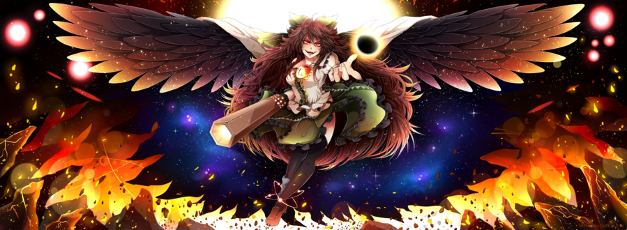 Обои на рабочий стол Reiuji Utsuho / Рэйудзи Уцухо из игры Touhou Project / Проект Восток, by Invidiata