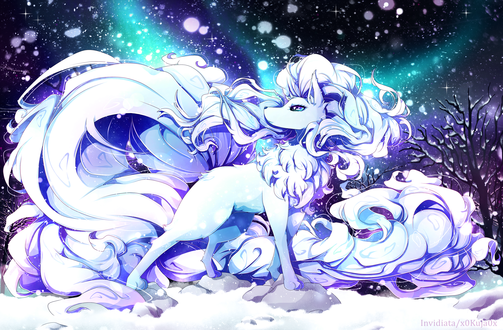 Обои на рабочий стол Ninetales / Найнтэйлс из аниме Pokemon / Покемон, by Invidiata