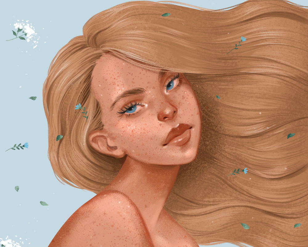 Обои для рабочего стола Девушка с длинными волосами, by Anna Shevchenko