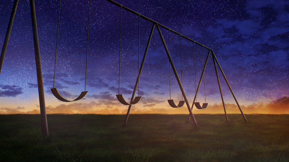 Обои для рабочего стола Качели под ночным небом, by ElizabethCute1998