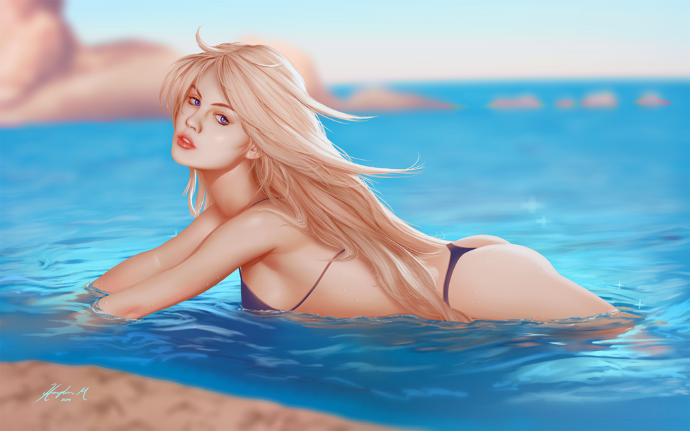 Сексуальная девушка под каплями воды в аквастудии