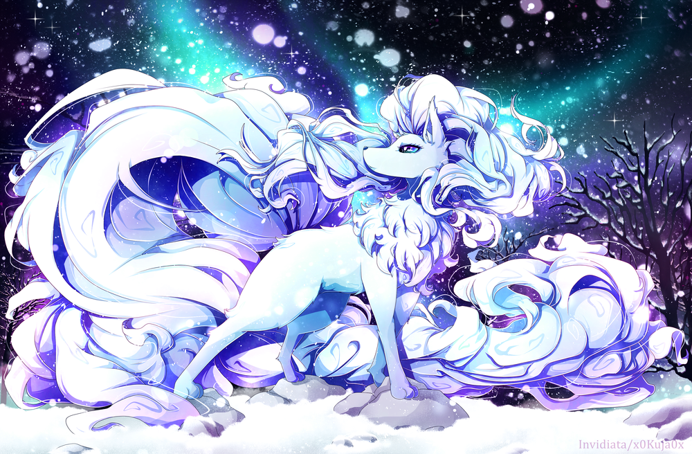 Обои для рабочего стола Ninetales / Найнтэйлс из аниме Pokemon / Покемон, by Invidiata