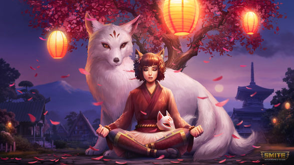 Обои на рабочий стол Дух-проводник богини Artio / Артио из игры Smite