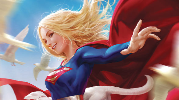 Обои на рабочий стол Supergirl / Супер-девушка из комиксов компании Марвел / Marvel, by Derrick Chew