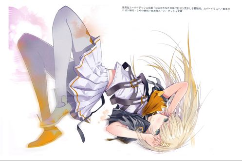 Обои на рабочий стол Девушка в школьной форме на белом фоне, by haruaki fuyuno