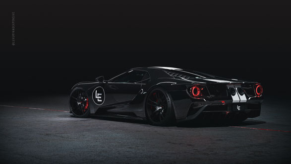 Обои на рабочий стол Черный суперкар Ford GT 2019