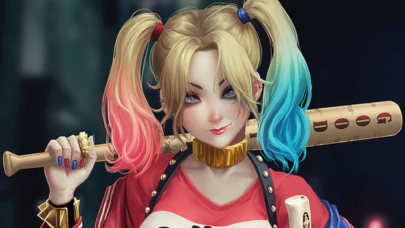 Обои на рабочий стол Harley Quinn / Харли Квинн, by Artgerm