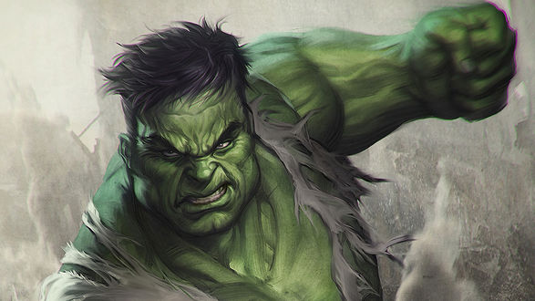 Обои на рабочий стол Hulk / Халк-супергерой комиксов издательства Marvel Comics, by Artgerm