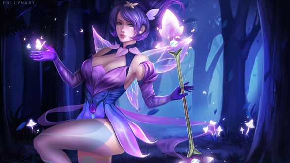 Обои на рабочий стол Elementalist Lux / Элементалист Люкс из игры League of Legends, by eollynart