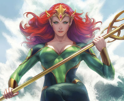 Обои на рабочий стол Mera-Queen of Atlantis / Меры-Королевы Атлантиды из DC Comics Aquaman / Аквамен, by Artgerm