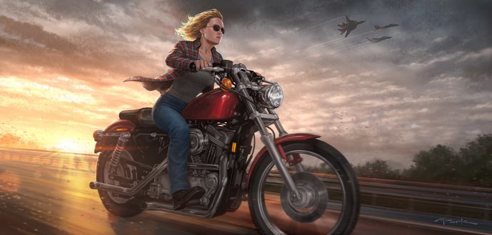 Обои на рабочий стол Captain Marvel-Carol Danvers / Капитан Марвел-Кэрол Дэнверс-Суперженщина из комиксов Marvel / Марвел, by Andy Park