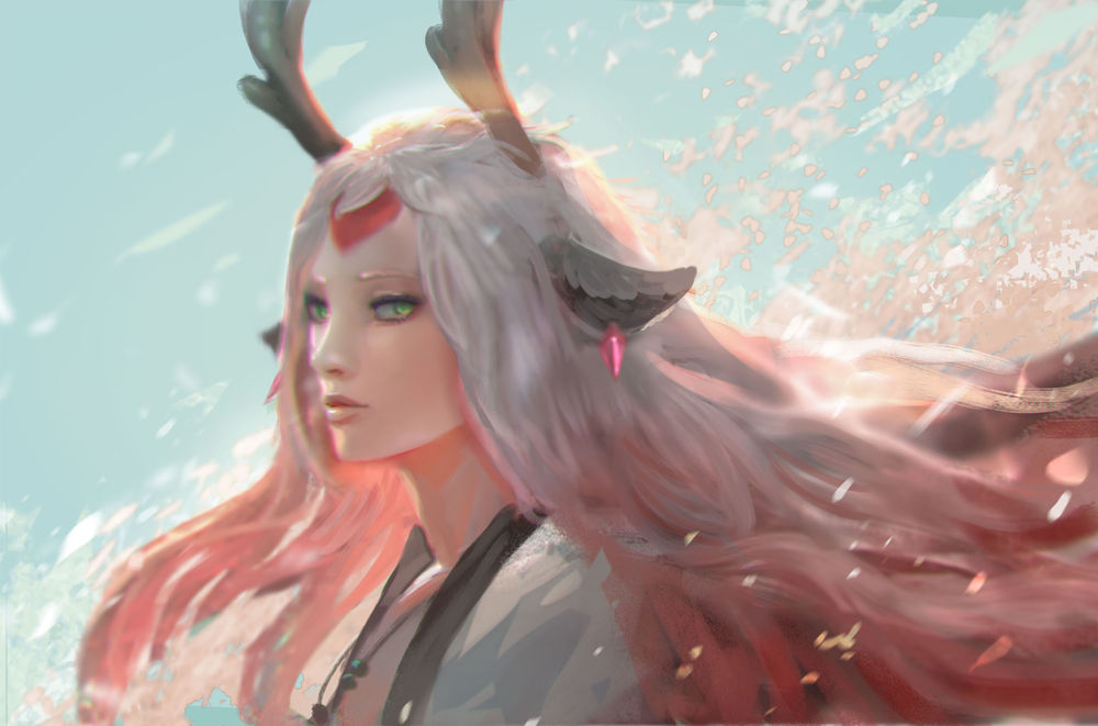 Обои для рабочего стола Shishio / Шишио из игры Onmyoji, by andyliongart