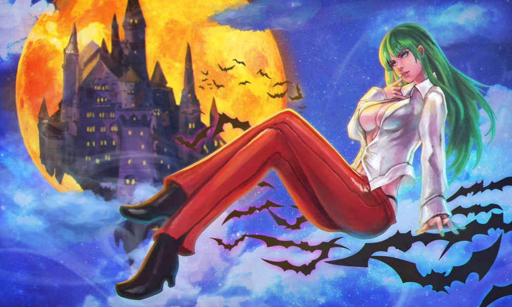 Обои для рабочего стола Morrigan Aensland / Морриган Энсланд из аниме Vampire Hunter / Ночные воины: Охотники на вампиров, by Antsstyle