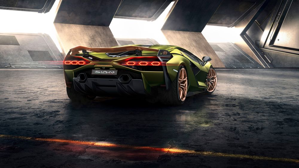 Обои для рабочего стола Итальянская компания Automobili Lamborghini S. p. A. представила первый серийный гибрид марки Lamborghini SiГЎn, 2019 года