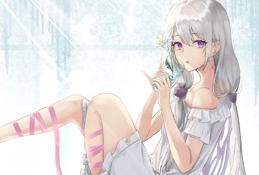 Обои для рабочего стола Emilia / Эмилия из аниме Re: Zero kara Hajimeru Isekai Seikatsu / Re: Жизнь в альтернативном мире с нуля