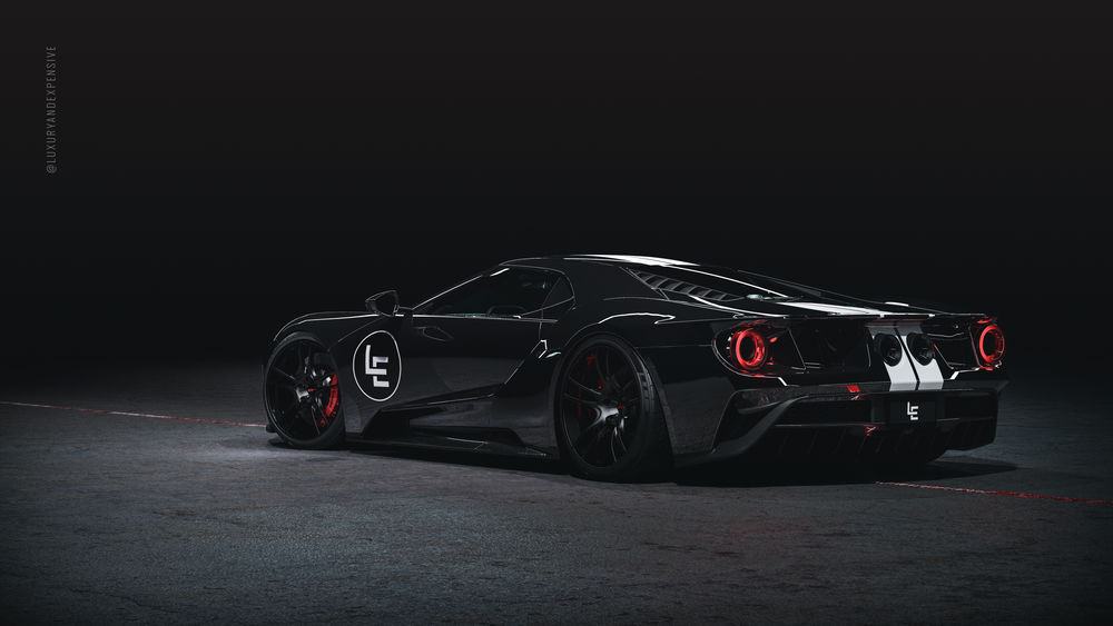 Обои для рабочего стола Черный суперкар Ford GT 2019