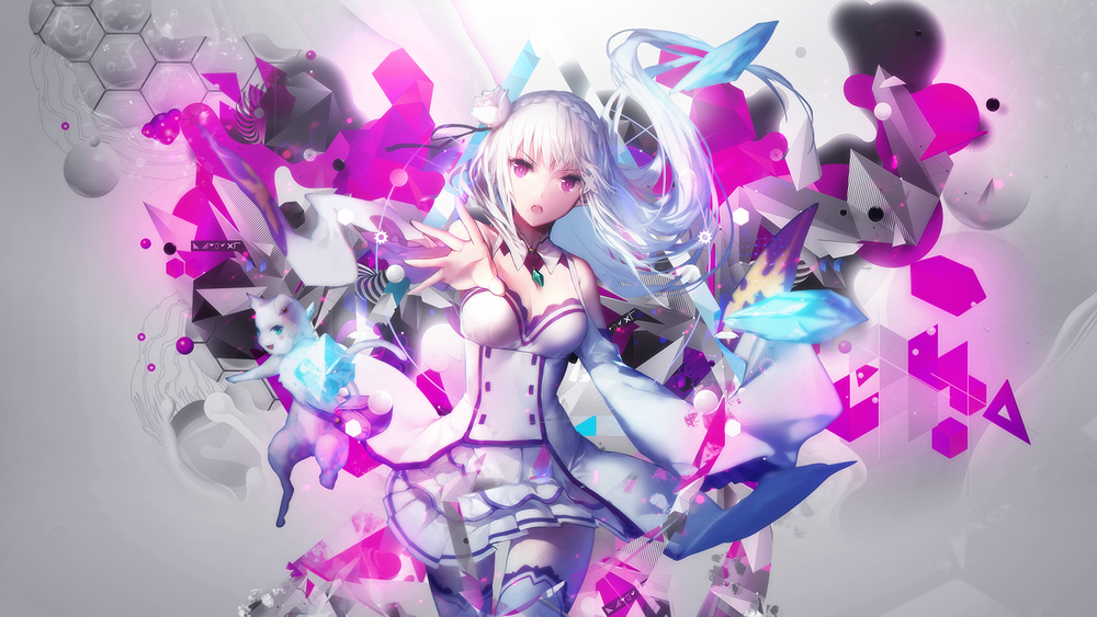 Обои для рабочего стола Emilia / Эмилия из аниме Re:Zero kara Hajimeru Isekai Seikatsu / Re: Жизнь в альтернативном мире с нуля, by DeathToTotoro