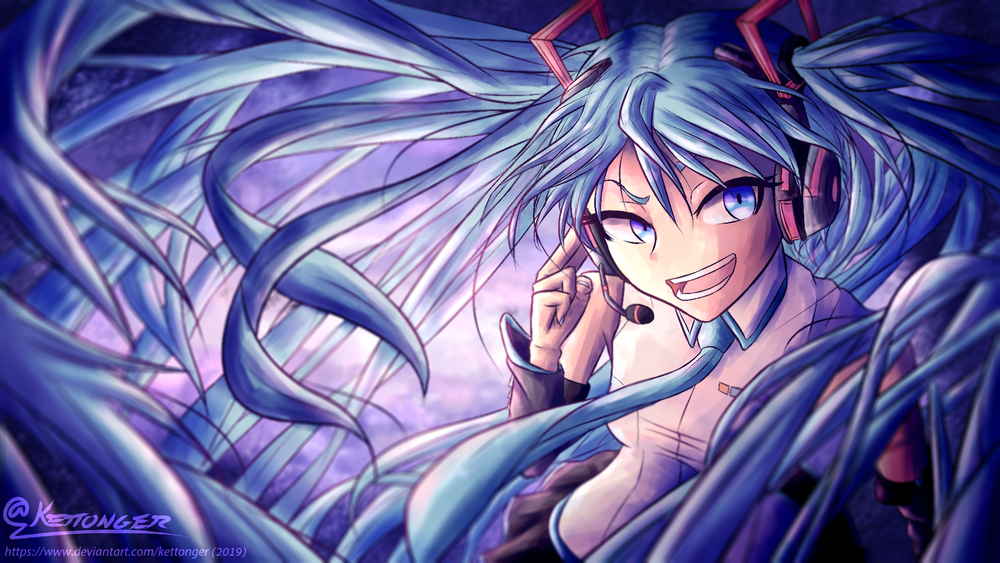 Обои для рабочего стола Vocaloid Miku Hatsune / Вокалоид Мику Хацунэ, by Kettonger