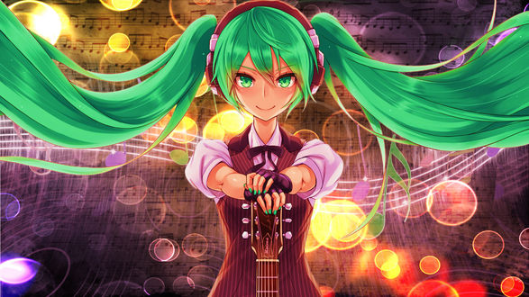 Обои на рабочий стол Vocaloid Miku Hatsune / Вокалоид Мику Хацунэ, by LenMJPU