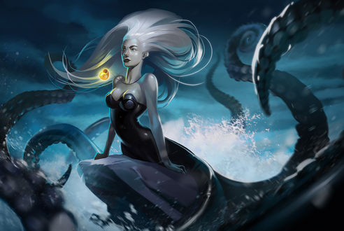 Обои на рабочий стол Ведьма Урсула / Ursula из сказки Русалочка / The Little Mermaid, by Mariia Loniuk