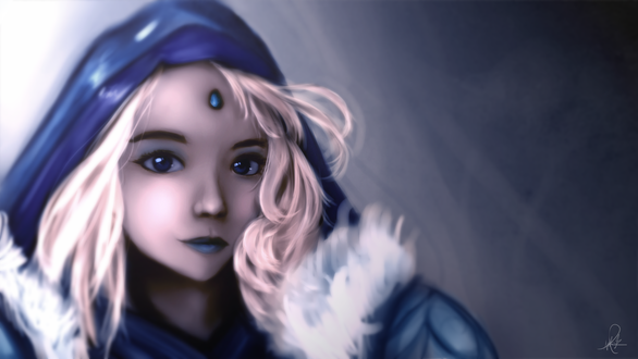 Обои на рабочий стол Crystal Maiden / Принцесса Снегов из игры Dota2 / Дота2, by gynryo