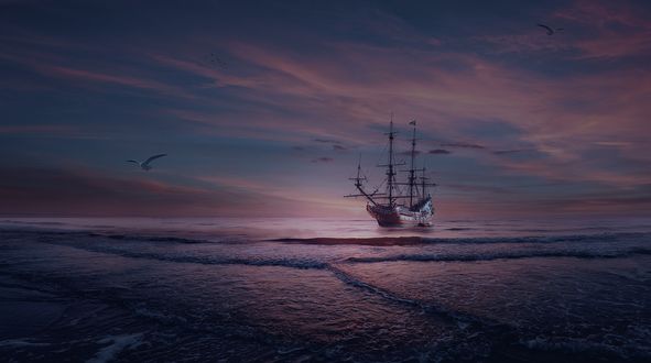 Обои на рабочий стол Корабль на воде. Фотограф Sergii Vidov