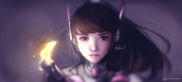 Обои на рабочий стол D. VA / Ханна Сон из игры Overwatch / Дозор, by gynryo