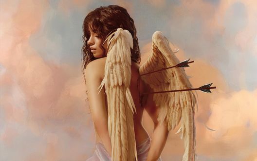 Обои на рабочий стол Camila Cabello / Камила Кабельо в образе ангела со стрелами в спине