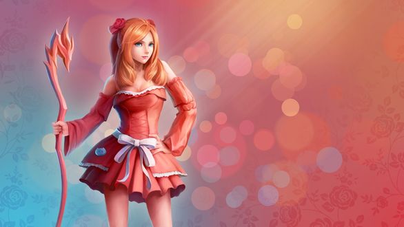 Обои на рабочий стол Рыжеволосая девушка с посохом, by KupoGames