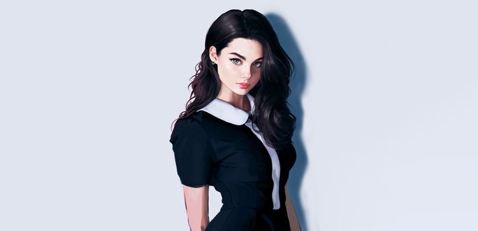Обои на рабочий стол Девушка в черном платье, by Ivan Talavera