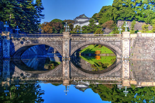 Обои на рабочий стол Каменный мост и Imperial Palace / Императорский дворец в Tokyo / Токио, Japan / Япония, by Sean Pavone