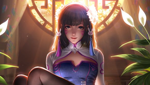 Обои на рабочий стол Персонаж D. va из игры Overwatch / Дозор, by liang xing